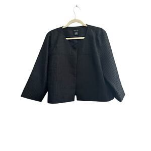 Spense Jacket Women Large Black One-Button Crop Dressy Lined Textured #3591